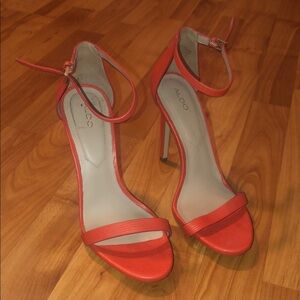 Aldo Women's Orange Leather High Heel Sandals